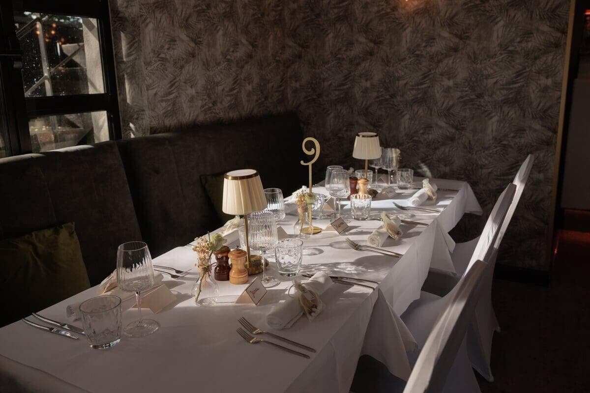 Wedding dinner table photographed