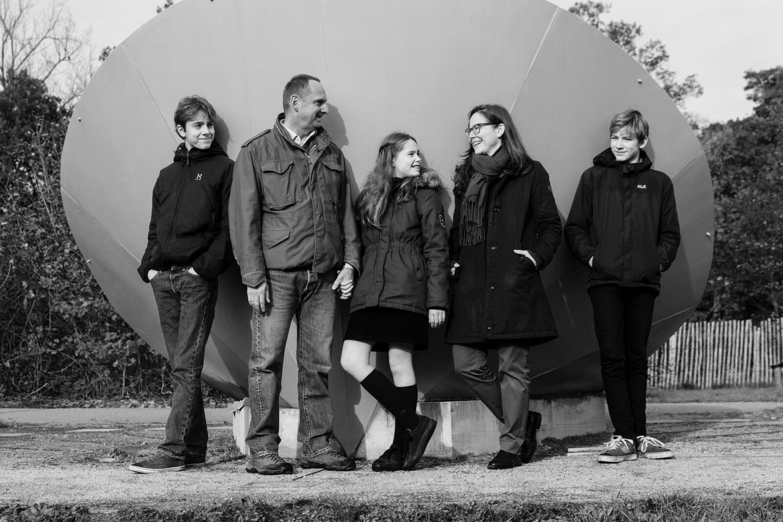 Black and white family portrait